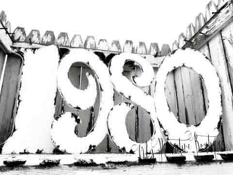 2ft tall wooden distressed ivory numbers makes unique party decor. Check out this '1980'.