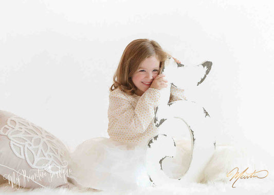 2ft tall number 5 wooden photo prop in distressed ivory.