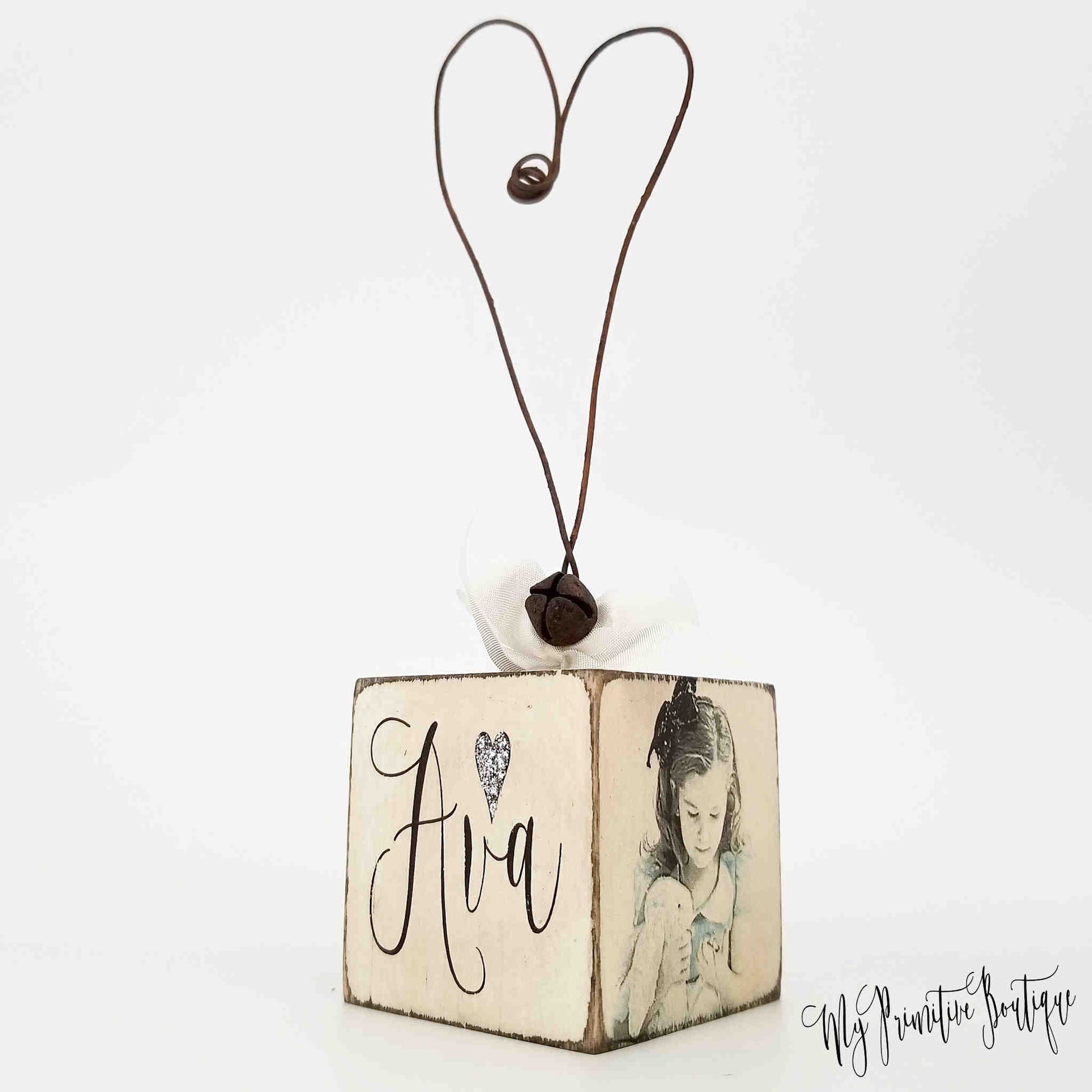 Rustic Child's Christmas Ornament with Photo – Shabby Chic Style