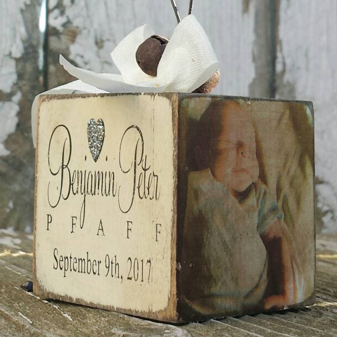 Custom Baby Photo Ornament – Farmhouse Baby’s First Christmas Gift