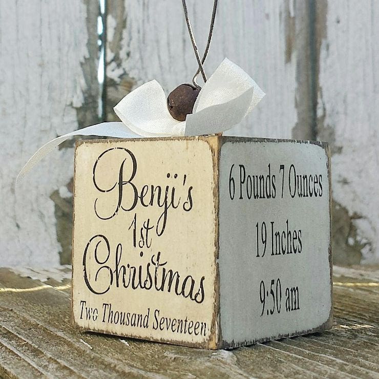 Handcrafted Wooden Baby’s First Christmas Ornament with Photo