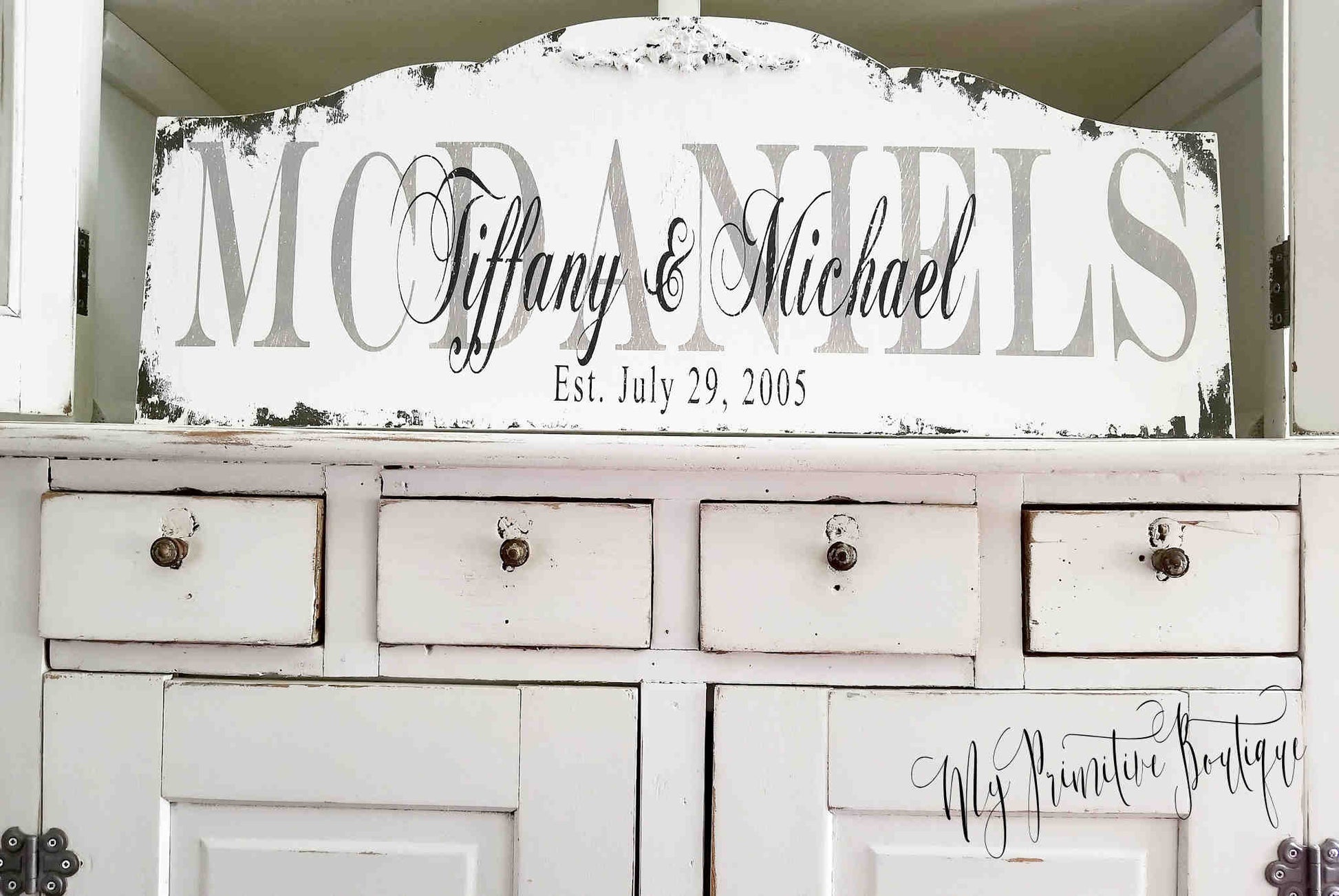 Family name sign shabby chic farmhouse style wall décor.