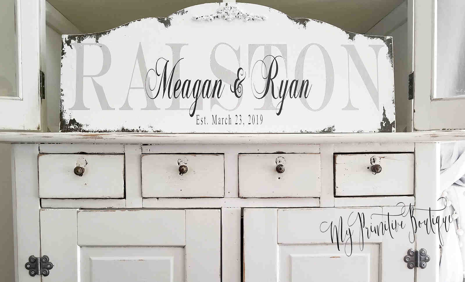 Personalized family name sign shabby chic farmhouse style wall décor.
