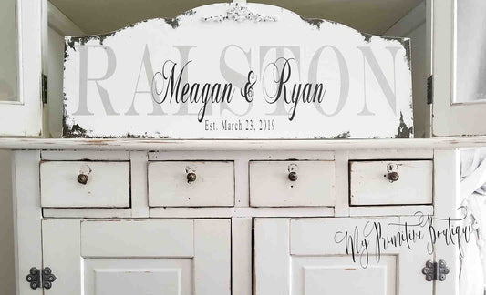 Personalized family name sign shabby chic farmhouse style wall décor.