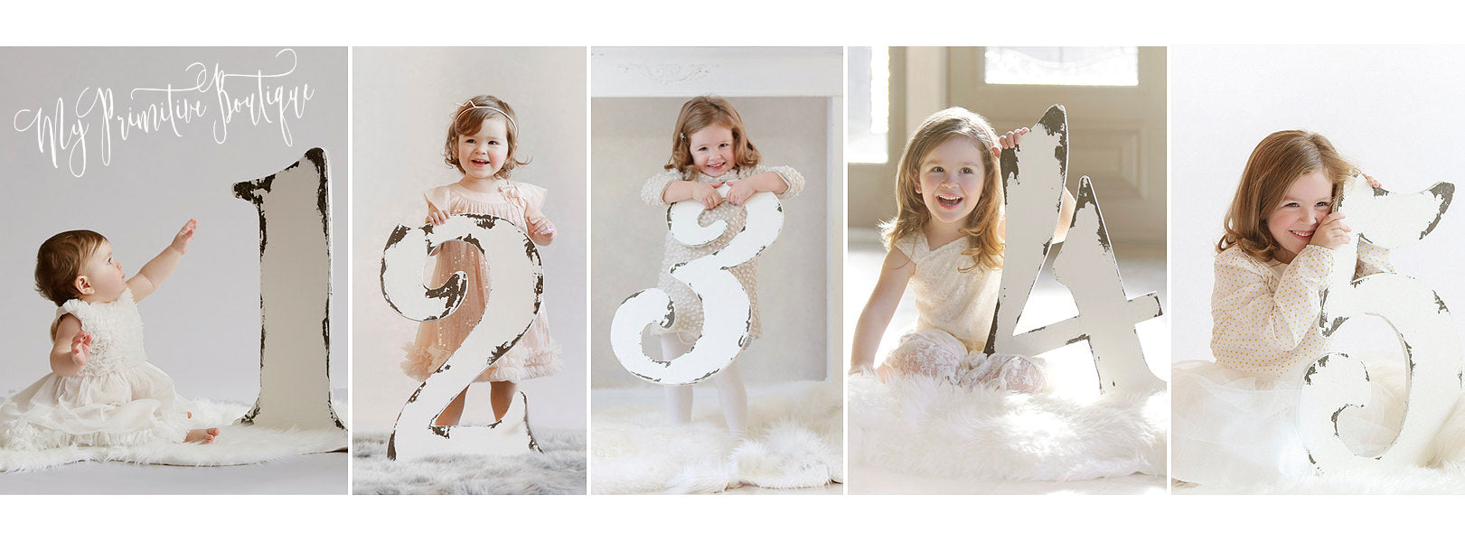Our distressed ivory numbers 1-5 are 2 ft tall. Numbers 0-9 are made to order.