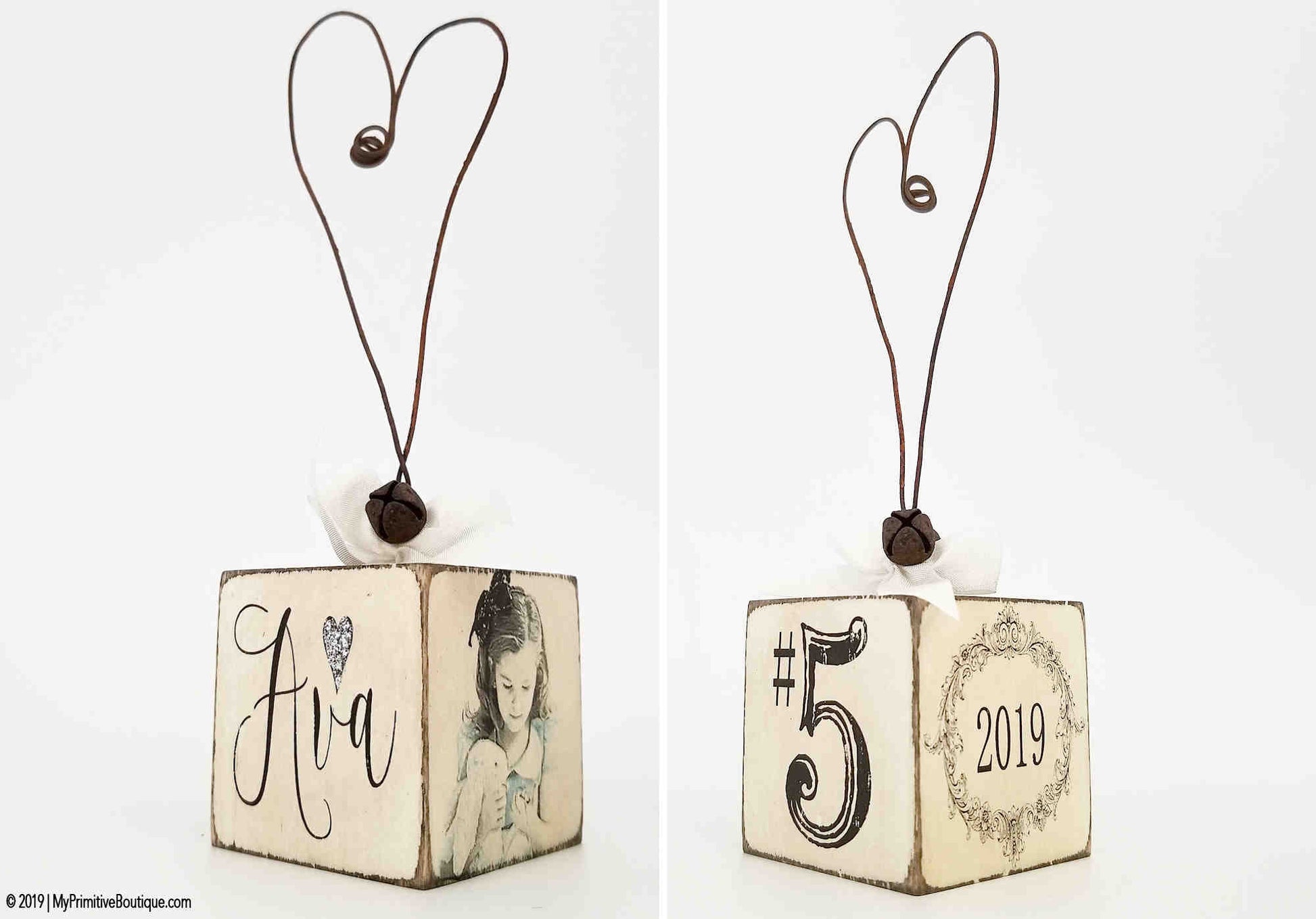 Child's Christmas Photo Ornament – Personalized Rustic Keepsake