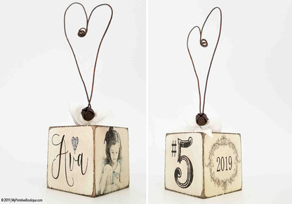 Child's Christmas Photo Ornament – Personalized Rustic Keepsake