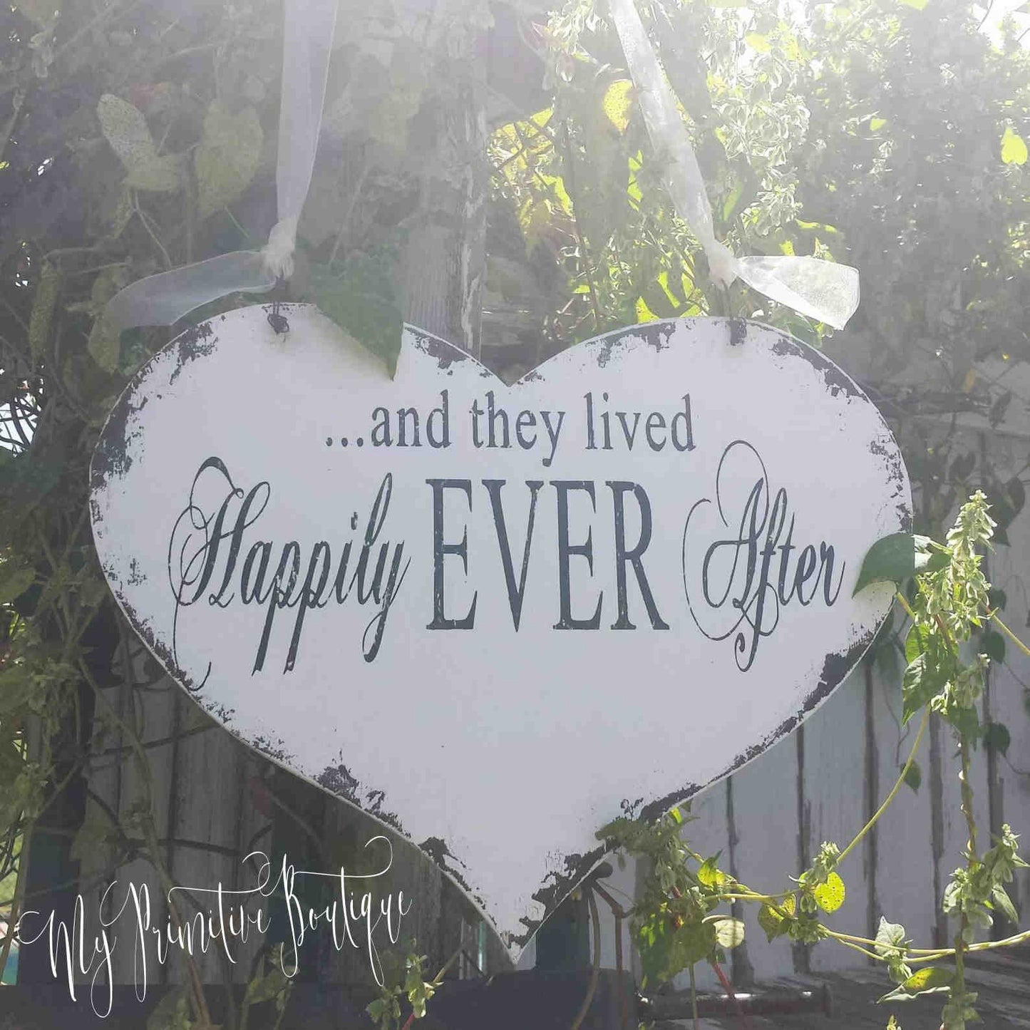 “Happily Ever After” Heart-Shaped Wedding Sign