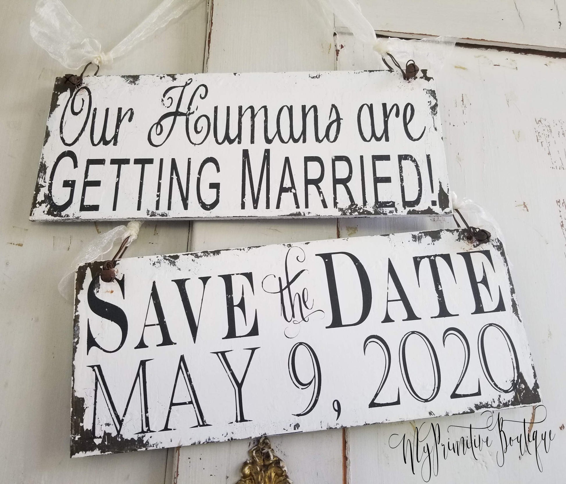 Rustic Our Humans are Getting Married Photo Props.